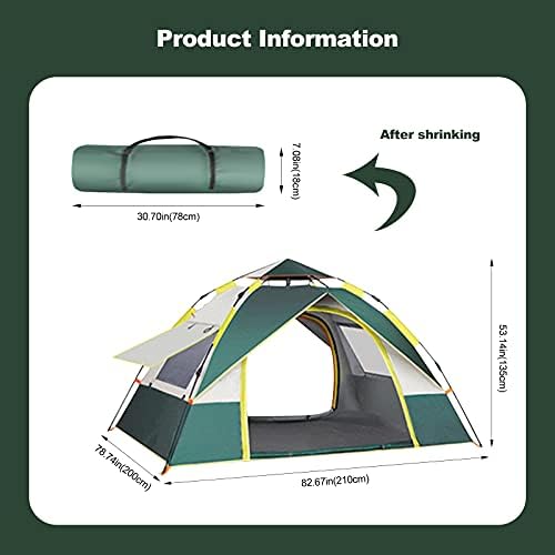 Ergocar Camping Tent 210T Oxford Cloth Waterproof Windproof Dome Adults Tent, 2-4 Man Ultraligh Ventilated 2 Doors & 2 Windows Pop up Tent for Family Long Trip, Hiking & Fishing - Image 7