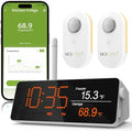 MOCREO WiFi Remote Thermometer Freezer Alarm, 1/3 Mile Long Range, IP66 Waterproof, App Email Alert, with Digital Monitor Hub, 2 Smart Wireless Temperature Sensors for Fridge, RV, Greenhouse by MOCREO