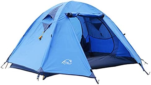 Professional 2-3 Person Weatherproof Double Layer Aluminum Windproof Backpacking Camping Tent for Outdoor Mountaineering Hunting Hiking Adventure Travel (Color : Yellow, Size : Large) by Unknown