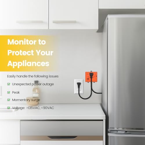 Ortis Refrigerator Surge Protector & Power Failure Alarm, Protects Against Voltage Abnormalities, with LED Indicator Light & 110dB Alarm, Ideal for Refrigerators, Freezers, and Sewage - Image 2