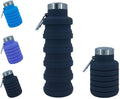 Collapsible Water Bottles 24oz, Odorless BPA-Free Silicone, Leak-Proof Foldable Reusable Bottle - Perfect for Travel Sports Gym Hiking Camping Cycling - Dark Gray