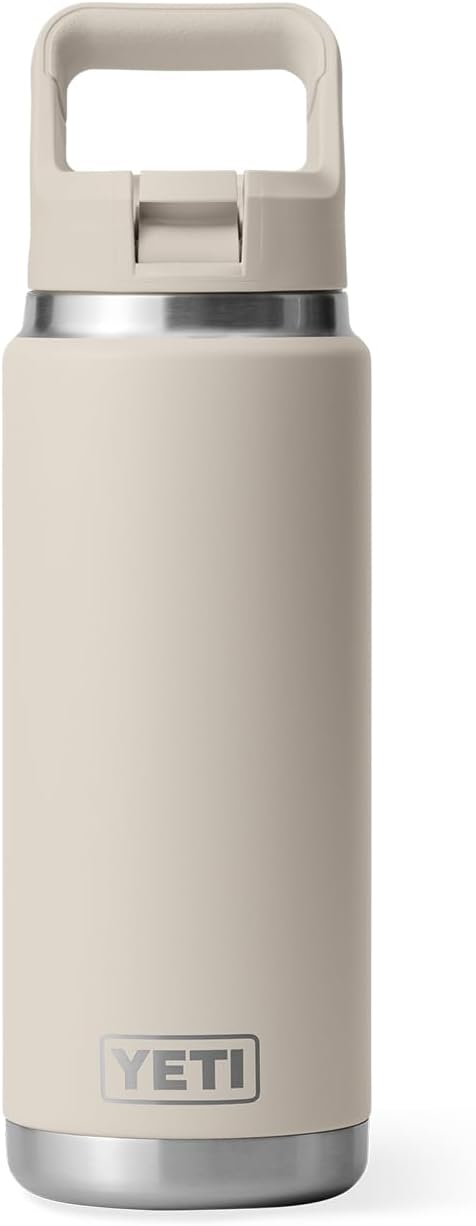 YETI Rambler 26 oz Bottle, Vacuum Insulated, Stainless Steel with Color Matching Straw Cap