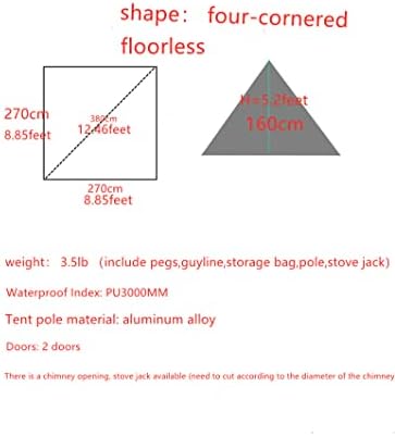 Ultralight Hot Teepee Tent with Stove Jack for 1-2 Person 3.4lb Four-cornered Shape Single Person Tent for Camping Hiking Backpacking - Easy to Set Up - Image 2