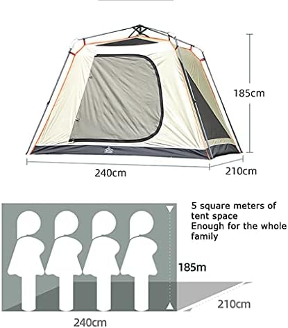 YXCKG Tents for Camping Waterproof, Pop Up Tent, Camping Tents & Shelters, Tents with Top Rainfly, Big Skylight 3-5 Person Family Tents, with Front and Rear Double Halls (Color : White Coffee) - Image 6
