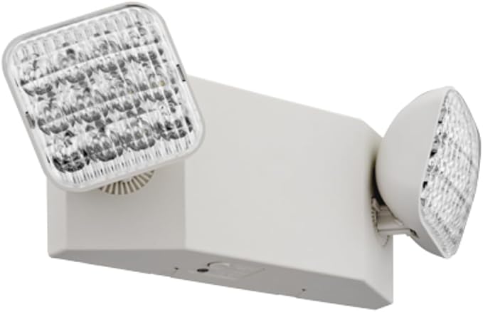 Lithonia Lighting Basics LED Emergency Light, Emergency Lighting with Dual Adjustable LED Lamp Heads, Wall Mount, Damp Location Rated, 90-Minute Backup, 120/277V, White (EU2C M6)