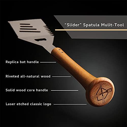 Baseball BBQ | 'Slider' Multi-Tool Spatula | BBQ Grilling Accessories & Utensils for Baseball Fans| Unique Wooden Bat Handle & Quality Stainless Steel Design | Ideal Gift for Dads or Grill Master - Image 2