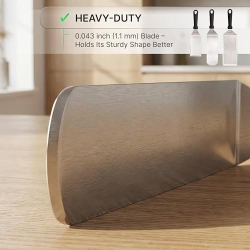 Metal Spatula Griddle Accessories Set - Griddle Scraper Flat Spatula Pancake Flipper Hamburger Turner - Metal Utensil great for BBQ Grill Flat Top Cast Iron Griddle - Commercial Grade - Image 4