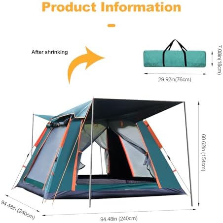 Ergocar Dome Tent Waterproof & Windproof Ultralight 3-4 People Camping Hiking Tent Easy Pop Up for Family, Festival, Hiking, Backpacking & Mountaineering - Image 7