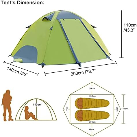 2 Person Camping Tent, Lightweight Waterproof Windproof Tent, UV Protection, Small Porch for Storage, for Beach, Outdoor, Traveling, Hiking, Camping, Fishing Dome Tent - Image 7