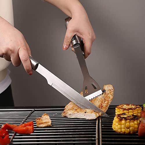 BBQ Grill Tool Set BBQ Grilling Accessories Set 8PC Barbecue Grill Tools Utensils Set for Outdoor with Spatula, Fork, Knife, Brush, Tongs, Seasoning Bottle Grilling Gifts for Men Dad - Image 2