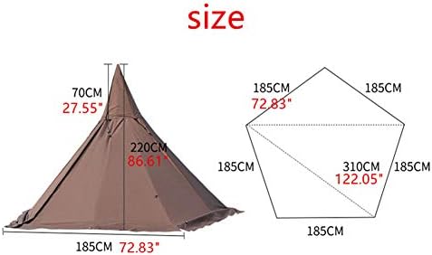 3 Person Tipi Hot Tent 2 Doors Camping Teepee Tent with Stove Jack 7.2FT 4 Season Teepee Tents for Family Team - Image 2