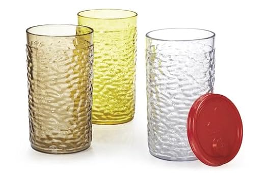 G.E.T. 3316-Y Heavy-Duty Shatterproof Plastic Pebbled Tumbler, 16 Ounce, Yellow (Set of 12)