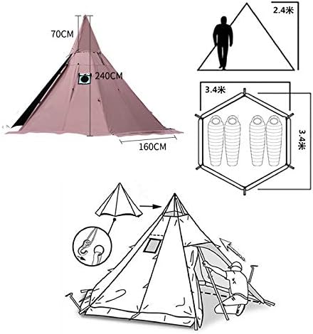 LUSTAR Pyramid Tent with Chimney Hole/Tower Smokestack Tent Park Survival Single Layer Indian Tent - Image 2