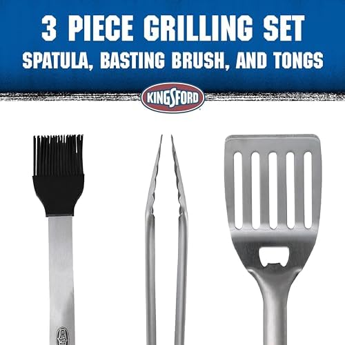 Kingsford 3-Piece Rust-Resistant Stainless Steel BBQ Tool Set, 3 Count - Image 4