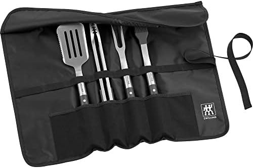 ZWILLING BBQ+ Grill Tool Set, 5-Piece Stainless Steel BBQ Accessories with Grill Spatula, Tongs, Fork, Basting Brush and Chef's Wrap, Durable, Easy to Clean and Travel-Friendly for Outdoor Grilling by Unknown