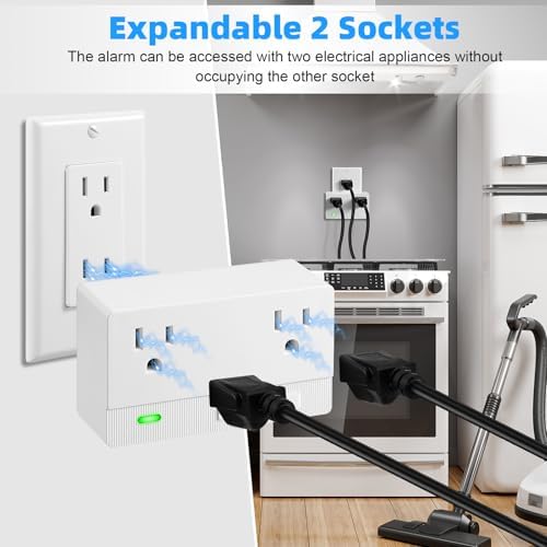 Freezer Alarm Wireless WiFi Alert 2.4GHz,Power Failure Alarm with 2 Socket, 110dB Power Loss Alert with LED Indicator,Blackout Alert for GFCI Trips,Refrigerator,Freeze,Compatible with Smart Life - Image 4