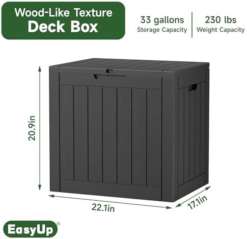 EasyUp 33 Gal Waterproof Outdoor Storage Box UV Resistant Deck Box - Image 2