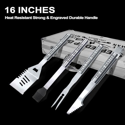Step Dad Gifts, Fathers Day Step Dad Gifts from Step Daughter Heavy Duty Grilling Accessories Kit for Backyard BBQ, Thick Stainless Steel Grill Utensils with Non-Slip Handle Tool Grilling Gift for Man - Image 2