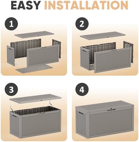 EasyUp 110 Gal Waterproof Outdoor Storage Box UV Resistant Deck Box - Image 6