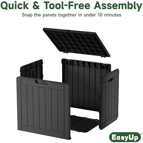 EasyUp Outdoor Storage Box 38 Gallon Waterproof Resin Deck Boxes, Black - Image 5