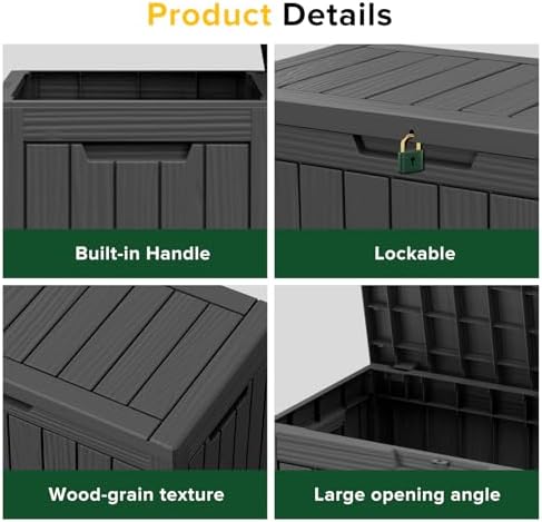 EasyUp 45 Gal Waterproof Outdoor Storage Box UV Resistant Deck Box - Image 3