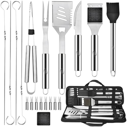 Kaluns Grilling Accessories, Dad Gifts for Fathers Day, Heavy Duty Stainless Steel Grill Set BBQ Grill Accessories for Outdoor Grill with Storage Case and Apron, Best Gifts for Men Dad by Kaluns%C2%AE