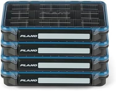 Plano StowAway 3600 Waterproof Stow Tackle Box, 4-Pack, IPX7 Waterproof Rating, with Rustricor, Single Latch Design, Transparent DuraView Lid, Storage for Fishing Bait, Lures and Gear by PLANO%C2%AEOutdoors