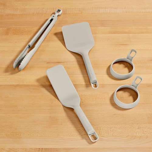 Cuisinart 5-Piece Nylon Griddle Tool Set with Spatula, Griddle Spatula, Locking Tongs & 2 Silicone Egg Rings, Flat Top Grill Accessories for Electric Grills, Great for BBQ, Tailgating, Camping - Image 6