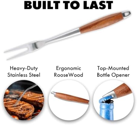 Grill Utensils Set with Rosewood Handle, BBQ Accessories Tools Set of 5 - Image 3