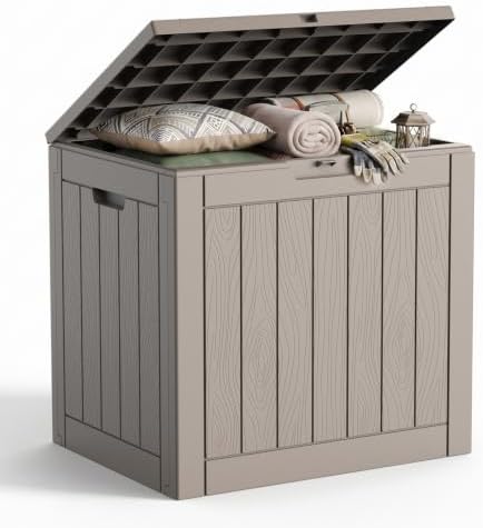 EasyUp Outdoor Storage Box 38 Gallon Waterproof Resin Deck Boxes, Grey by EASYUP