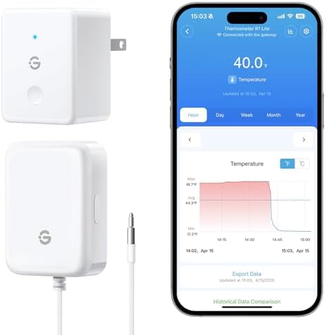 GoveeLife WiFi Refrigerator Thermometer Sensor with Alarm, 1-Pack & Gateway by GoveeLife