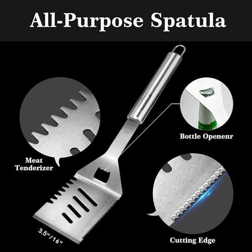 GRILLART Grill Tools Grill Utensils Set - 3PCS BBQ Tools, Stainless Barbeque Grill Accessories -Spatula/Tongs/Fork w/Insulated Glove, Ideal BBQ Set Grilling Tools for Outdoor Grill, Gifts for Men Dad - Image 4