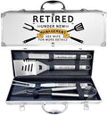 Retirement Gifts for Men, Retired Gifts for Men, Dad, Grandpa, Coworker, Teacher, Boss, Retirees Heavy Duty Grilling Accessories for BBQ, Thick Stainless Steel Grill Utensils with Non-Slip Handle Tool by JNDJE