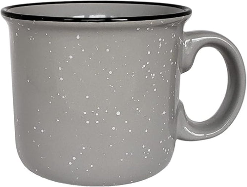 14oz Ceramic Campfire Coffee Mug (Set of 4), Gray with Speckled Finish - Durable Thick Walled Camping Style Cup for Outdoors or Home