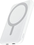 podoru for Magsafe Battery Pack, 5000mAh Magnetic Power Bank with Type-C Cable 20W PD Fast Charging Lighting Input Wireless Portable Charger for iPhone 17/16/15/14/13/12/ All Series-Snow White