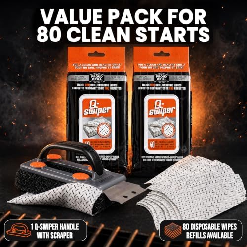 Proud Grill Q-Swiper Easy-Clean BBQ Grill Cleaner, Grate Cleaner, Value Set - Image 6