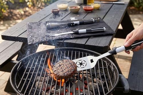 Picnic TIME Star Wars Darth Vader BBQ 3 Pcs Grill Tool Set with Case, Stainless Steel Barbecue Utensils, Saber Handle Tongs Fork Spatula with Bottle Opener, Portable Canvas Roll Up Case, (Black) - Image 7