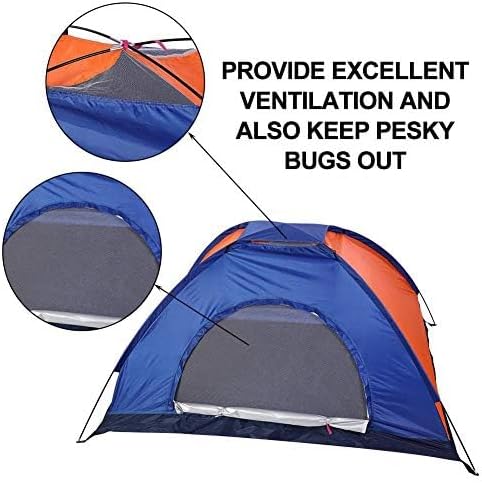 1 2 Person Three Defense Fabric Outdoor Tent for Camping Backpacking with Door and Window.(Blue+Orange) - Image 4