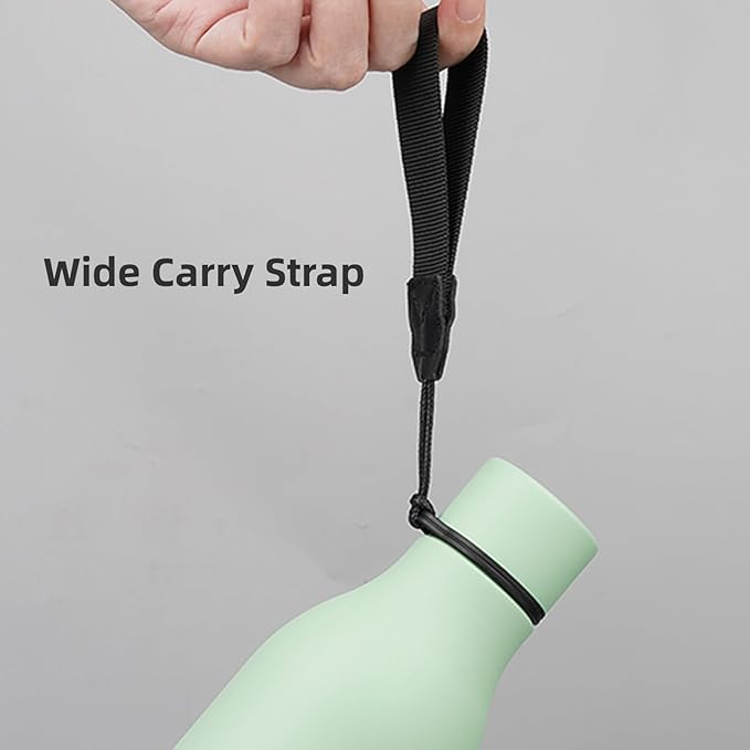 Konokyo Insulated Water Bottle with Strap,18 oz Double Wall Stainless Steel Vacuum Bottles Metal Water Flask,Macaron Green