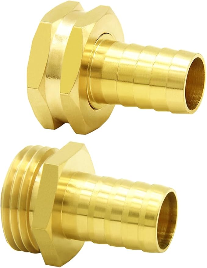 Hooshing 5/8" Brass Garden Hose Repair Kit Male and Female Hose Mender Connectors with Clamps