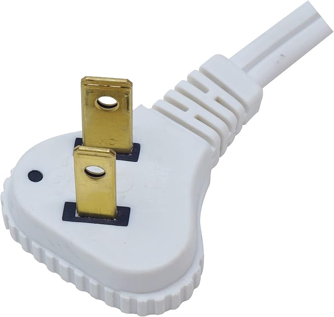 Woods SlimLine Extension Cord - 16/3 Indoor Flat Plug with Right Angled Design - 3 Polarized Outlets - PVC Jacket - Space Saving - Neutral White - 16 Gauge - 3 Feet