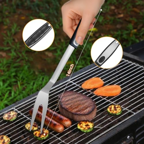 BBQ Grill Tool Set BBQ Grilling Accessories Set 8PC Barbecue Grill Tools Utensils Set for Outdoor with Spatula, Fork, Brush, Tongs, Seasoning Bottle Grilling Gifts for Men Dad - Image 3