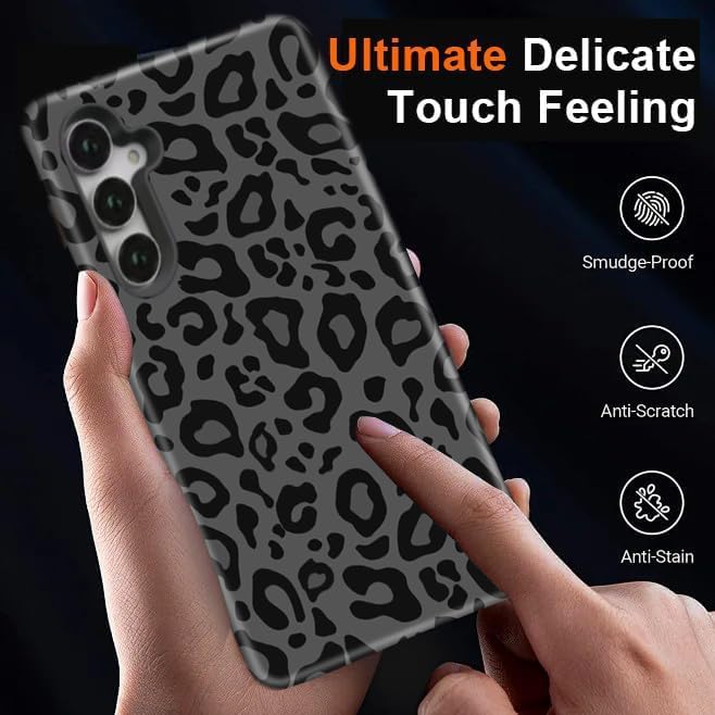 Compatible for Samsung Galaxy S25 Plus 5G Case, Dual Layer Heavy Duty 2 in 1 Shockproof Protective Phone Case,Black Cheetah Leopard Print