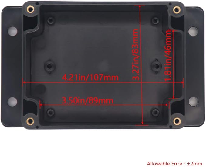 Project Box ABS Black Electrical Boxes IP65 Outdoor Waterproof Box Electronic Junction Box Fixed Ear Power Enclosure with Cable Glands for DIY Project 4.53 x 3.54 x 2.17 inch (115x90x55mm)