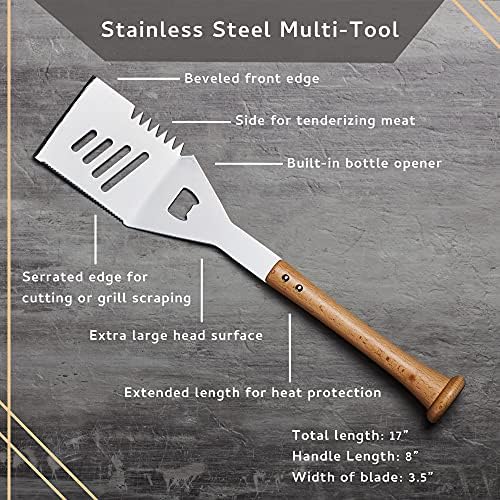 Baseball BBQ | 'Slider' Multi-Tool Spatula | BBQ Grilling Accessories & Utensils for Baseball Fans| Unique Wooden Bat Handle & Quality Stainless Steel Design | Ideal Gift for Dads or Grill Master - Image 3