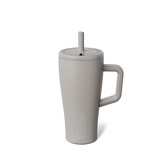BrüMate Era 20 oz Tumbler with Handle and Straw | 100% Leakproof Insulated Tumbler with Lid and Straw | Made of Stainless Steel | Cup Holder Friendly Base | 20oz (Mocha)