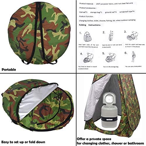 HongK- Privacy Tent- Pop Up Instant Tent Rain Shelter Tent Shower Toilet Bathroom Portable Changing Room For Beach Hiking Camping Outdoor Use In Camo (3 Colors Available) [P/N: ET-OUTDOOR005-CAMOU] - Image 5