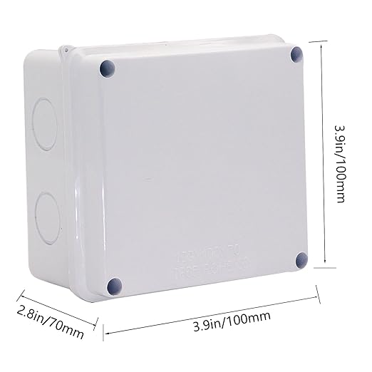 Junction Box, Reserved Holes Electrical Boxes Waterproof IP65 ABS Plastic Electrical Power Cord Enclosure Project Box White 3.9 x 3.9 x 2.8 inch(100x100x70mm)