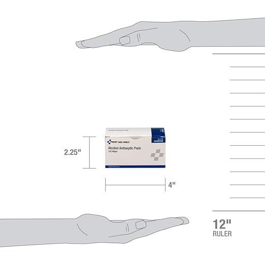 First Aid Only 12-110 Alcohol Wipes, Individually Wrapped, 100 Per Box