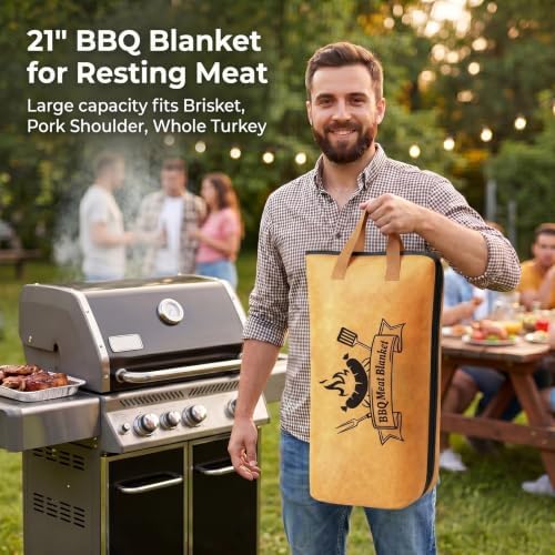 RINPIR 21pcs BBQ Grill Accessories Set with 21” Reusable Meat Blanket Brown - Image 2